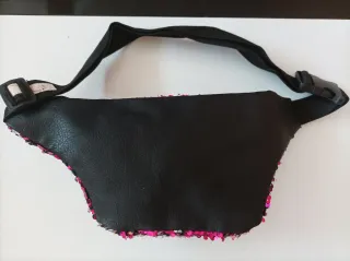 Riñonera fantasía lentejuelas rosa y plata