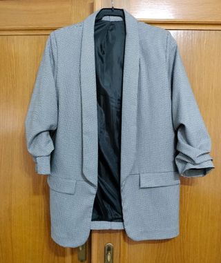 Americana cuadros mangas fruncidas