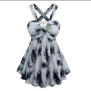 Blusa sin mangas gris y negra