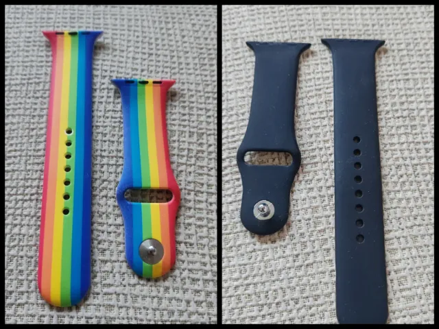 2 Correas/pulseras 44mm Apple Watch Arcoíris y neg