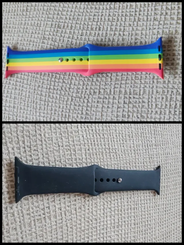 2 Correas/pulseras 44mm Apple Watch Arcoíris y neg