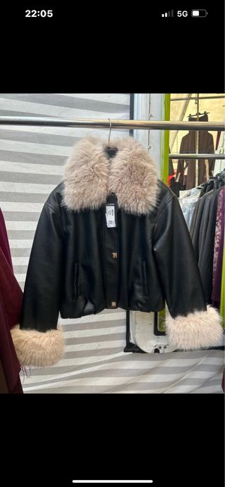 Giacca bomber corta effetto pelle Flam Mode