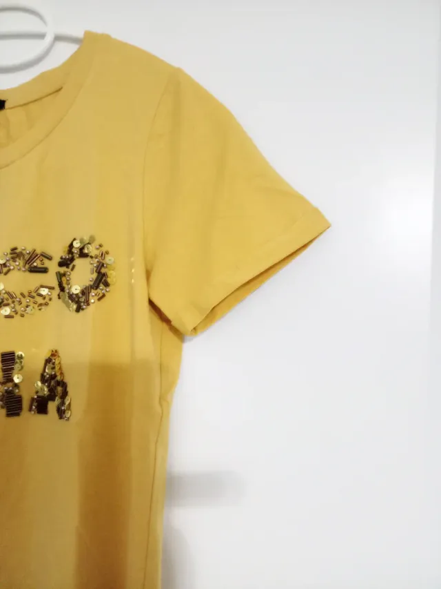 Camiseta Fracomina Mostaza Lentejuelas