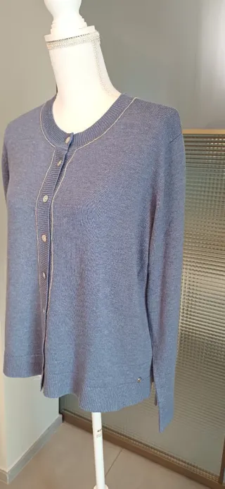 Cardigan Thomas Rath cashmere blu/grigio M