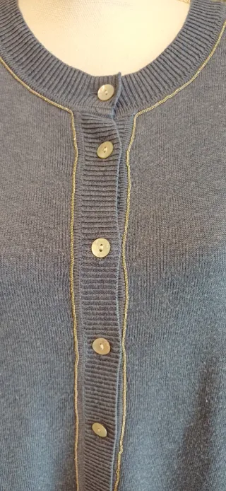 Cardigan Thomas Rath cashmere blu/grigio M