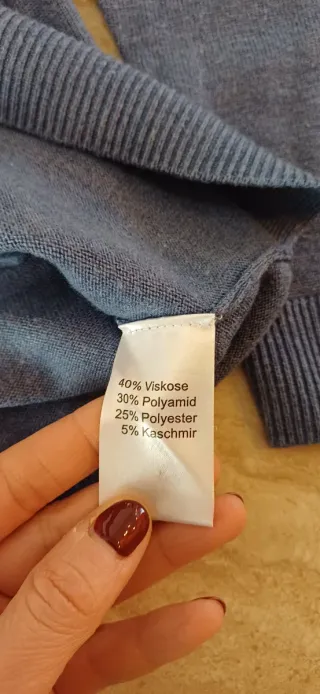 Cardigan Thomas Rath cashmere blu/grigio M