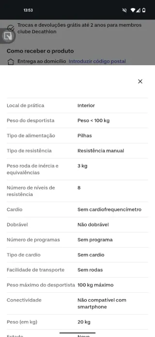 Bicicleta Estática Domyos Essential