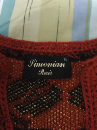 Cárdigan mujer gris y rojo