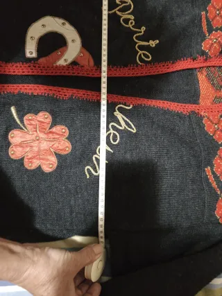 Cárdigan mujer gris y rojo