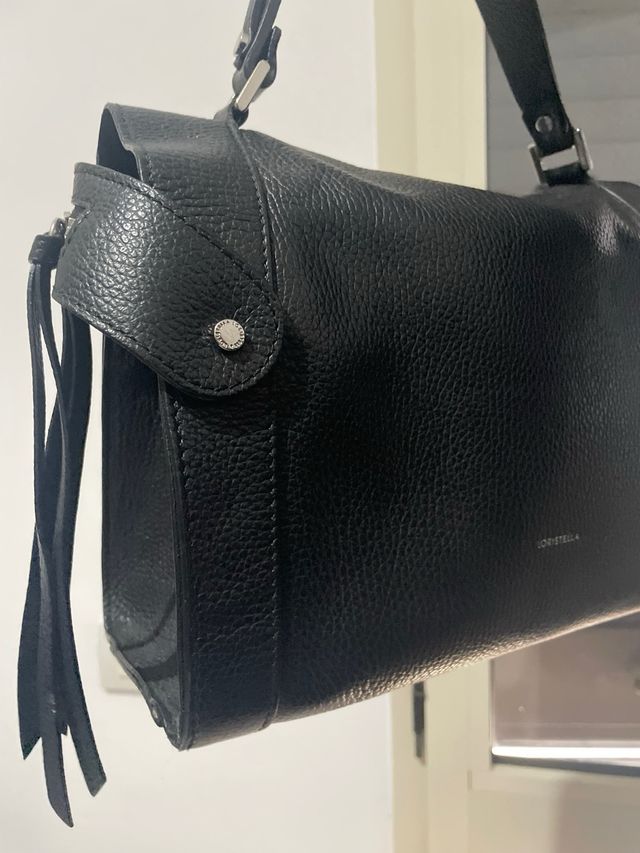 Borsa Loristella Pelle Martellata Tracolla Nera