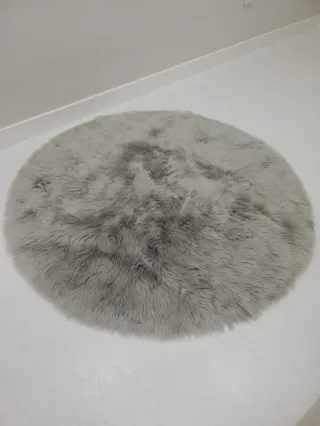 Tappeto rotondo in lana con pelo lungo 1,50