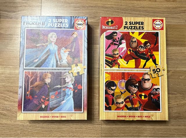 Lote Puzzles Frozen II y Los Increíbles 2