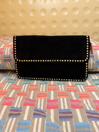 Borsetta Primadonna velluto nera borchie oro