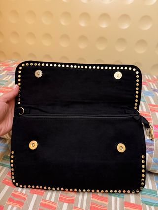 Borsetta Primadonna velluto nera borchie oro