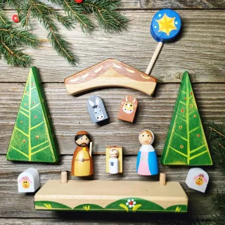 Presepe Kinder in Legno Fatto a Mano