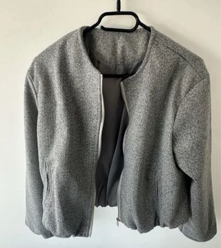 Cazadora paño gris L mangas abullonadas