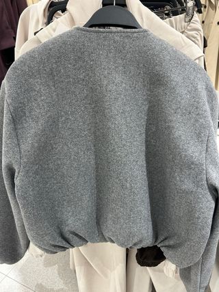 Cazadora paño gris L mangas abullonadas