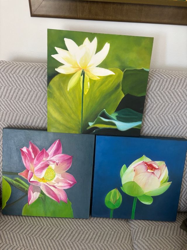 Lienzo pintado a mano 40x40 Flores