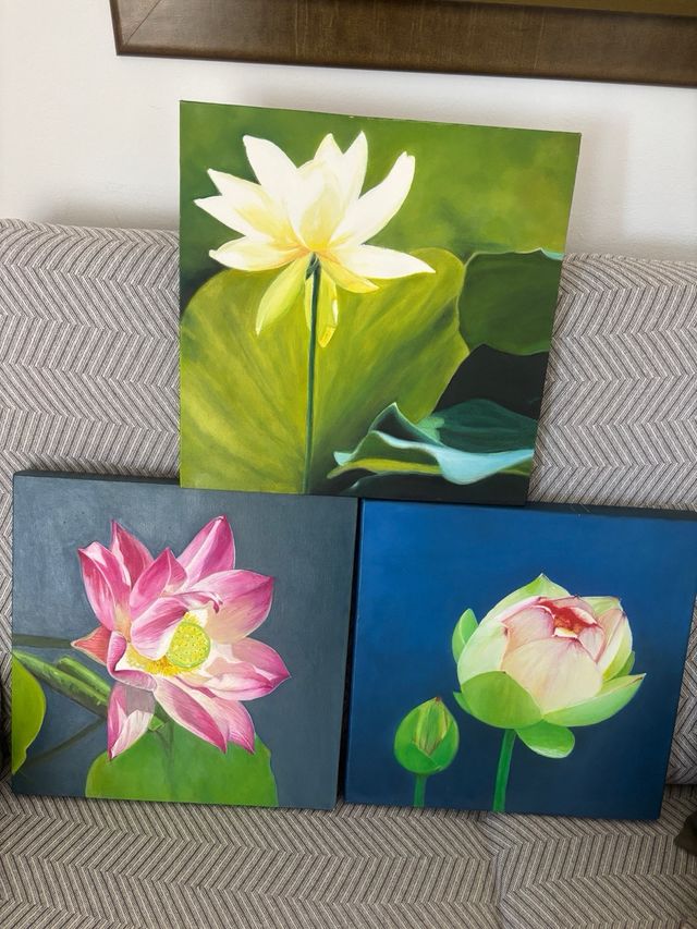 Lienzo pintado a mano 40x40 Flores