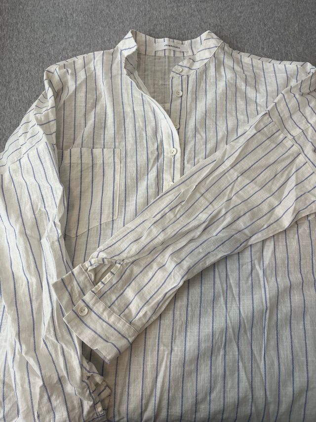 Camisa larga rayas cuello alto