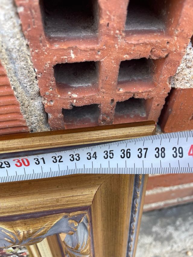 Cuadro pintura óleo paisaje urbano marco dorado