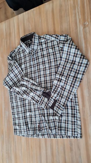 Camisa Eterna cuadros azul y marrón