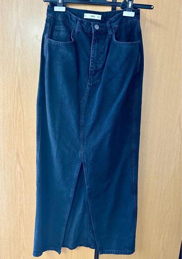 Falda jeans negra Mango Talla S