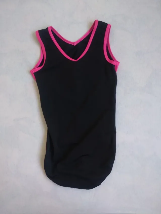Maillot Gimnasia Artística Negro y Rosa 8-10 años