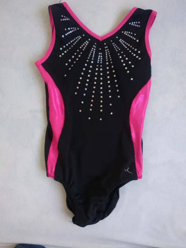 Maillot Gimnasia Artística Negro y Rosa 8-10 años