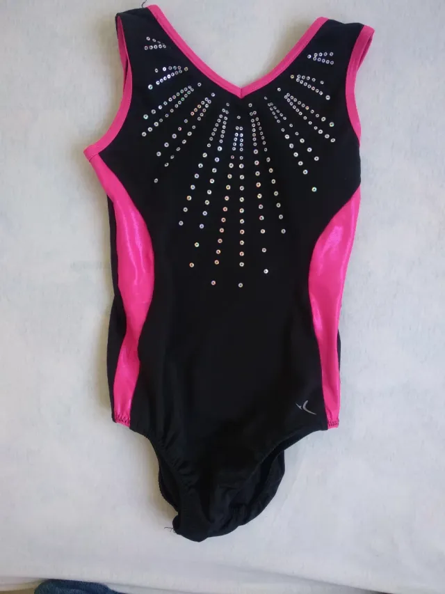 Maillot Gimnasia Artística Negro y Rosa 8-10 años