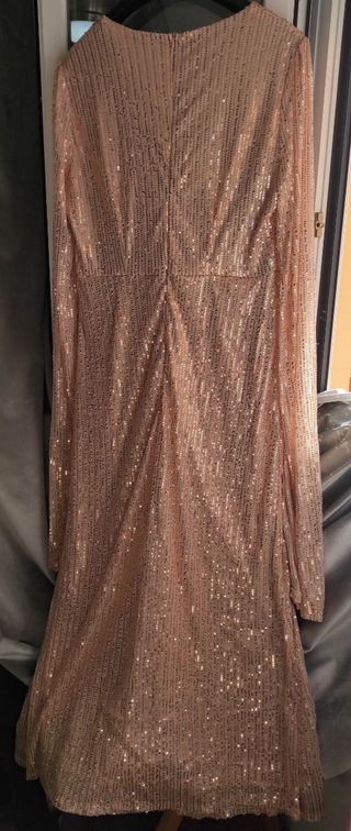 Vestido fiesta lentejuelas L manga larga