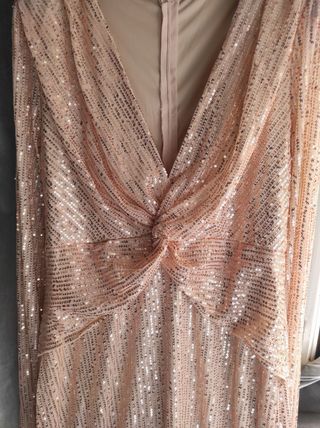 Vestido fiesta lentejuelas L manga larga