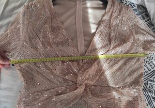 Vestido fiesta lentejuelas L manga larga