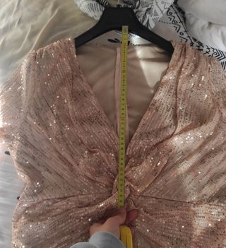 Vestido fiesta lentejuelas L manga larga