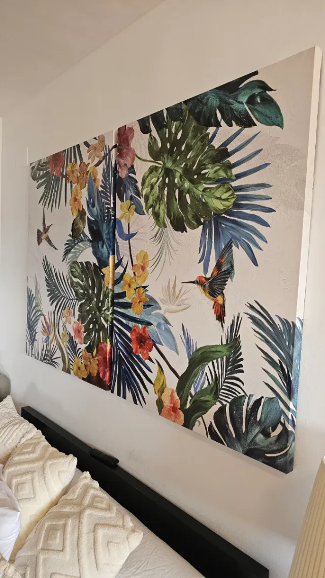 Cuadro Lienzo Flores y Pájaros Tropicales