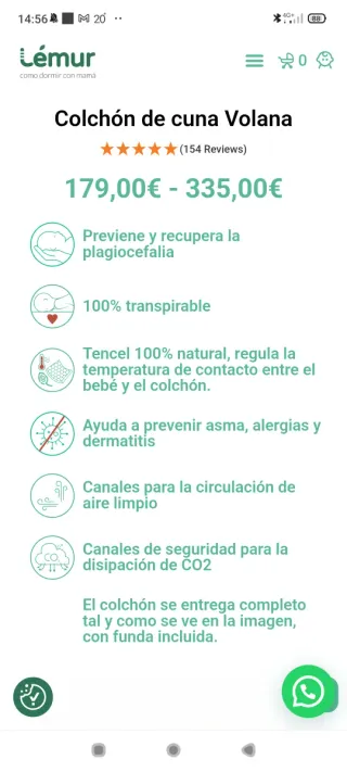 Colchón cuna 60x120 Lemur antiplagiocefalia
