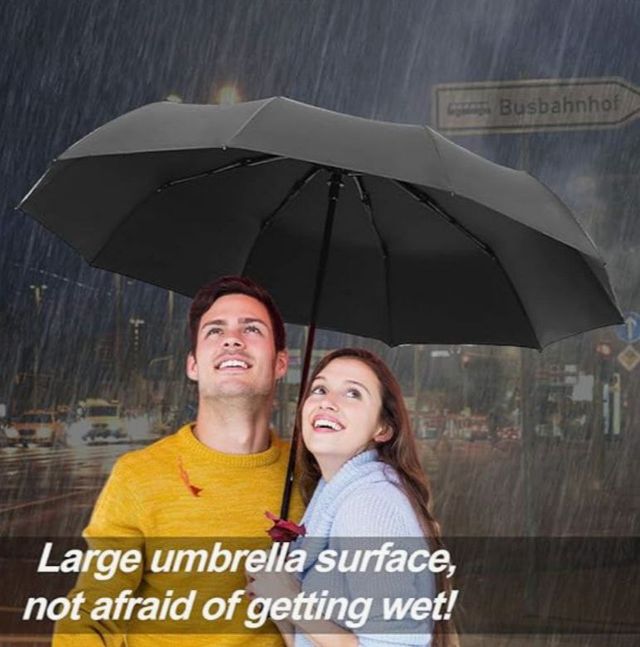 Paraguas Automático Plegable Negro Precintado