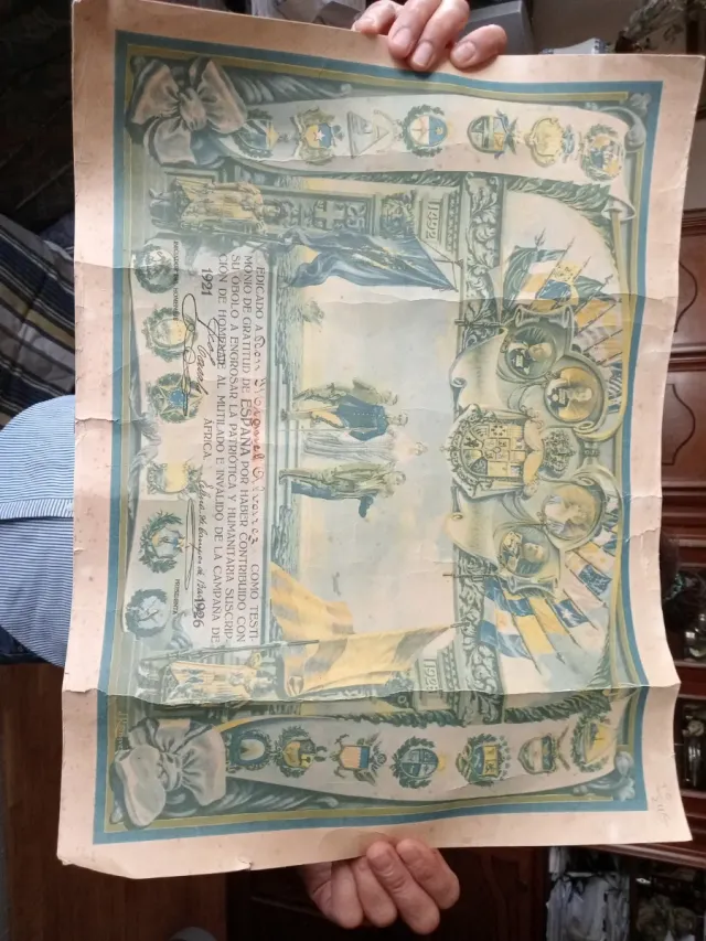 Diploma militar original 1921 España África