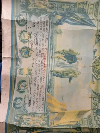 Diploma militar original 1921 España África