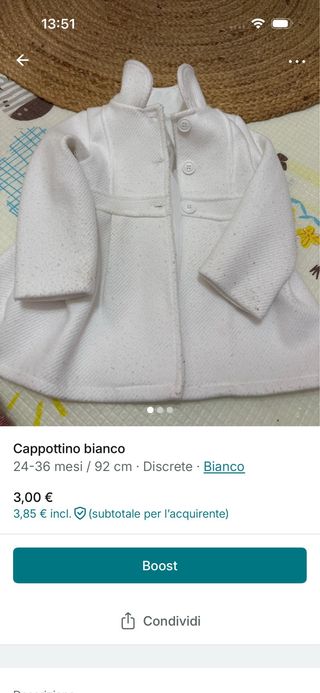 Cappottino bianco 24-36 mesi