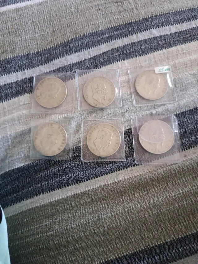 Lote de 6 Moneda Plata Vittorio Emanuele II