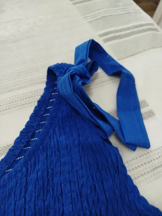 Top blu donna monospalla