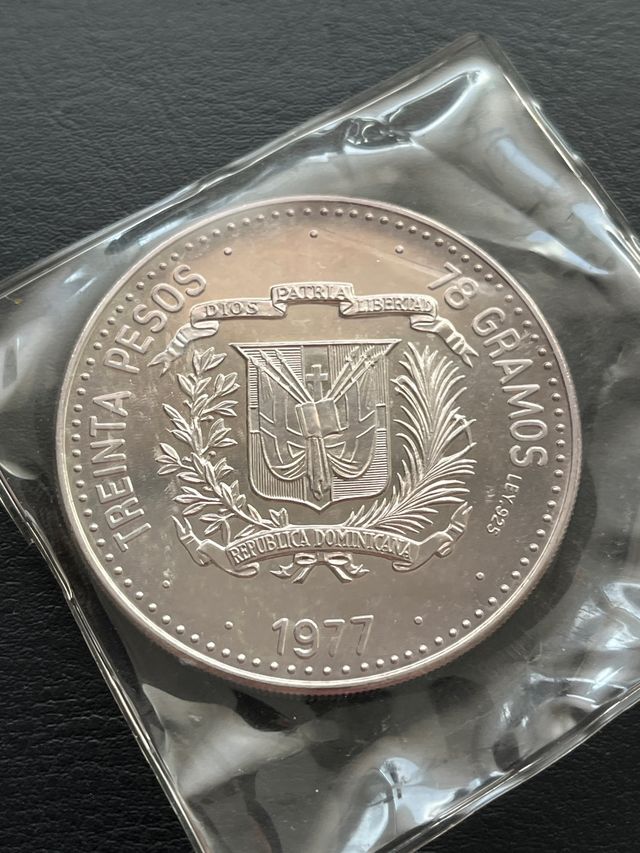 República Dominicana 30 Pesos 1977 Plata 925