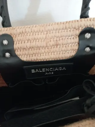 Borsa Rafia e Pelle nera. Originale. Nuova