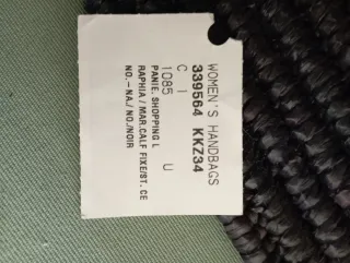 Borsa Rafia e Pelle nera. Originale. Nuova