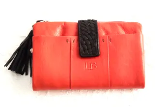 Cartera de piel mujer LB naranja