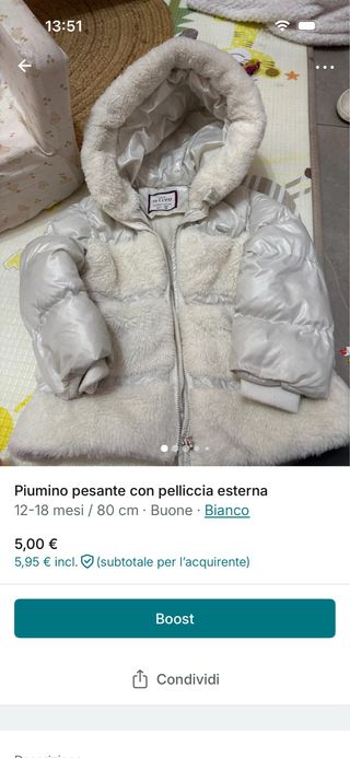 Piumino bambina bianco 12-18 mesi