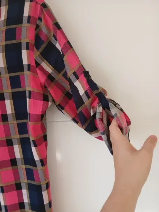 Vestido cuadros rosa con cremallera