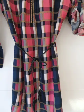 Vestido cuadros rosa con cremallera