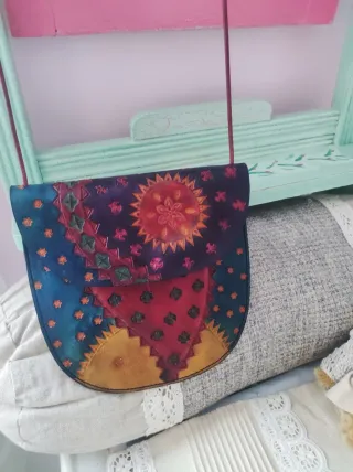 Bolso Artesanía Cuero Español Multicolor